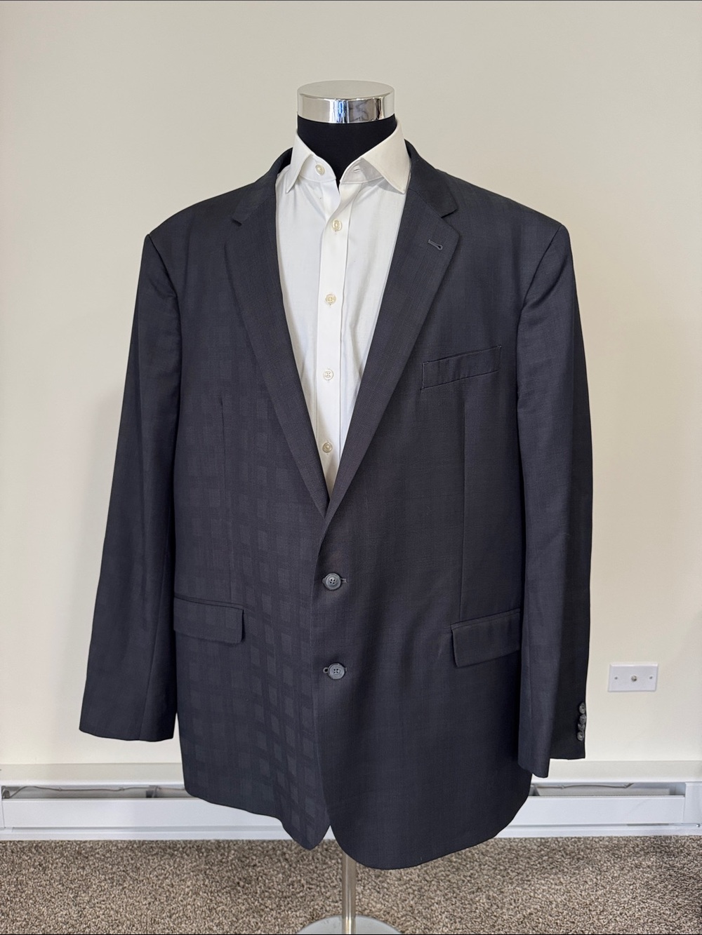 Joseph Abboud mens 54L dark gray plaid wool Vitale Barberis Canonico sport coat